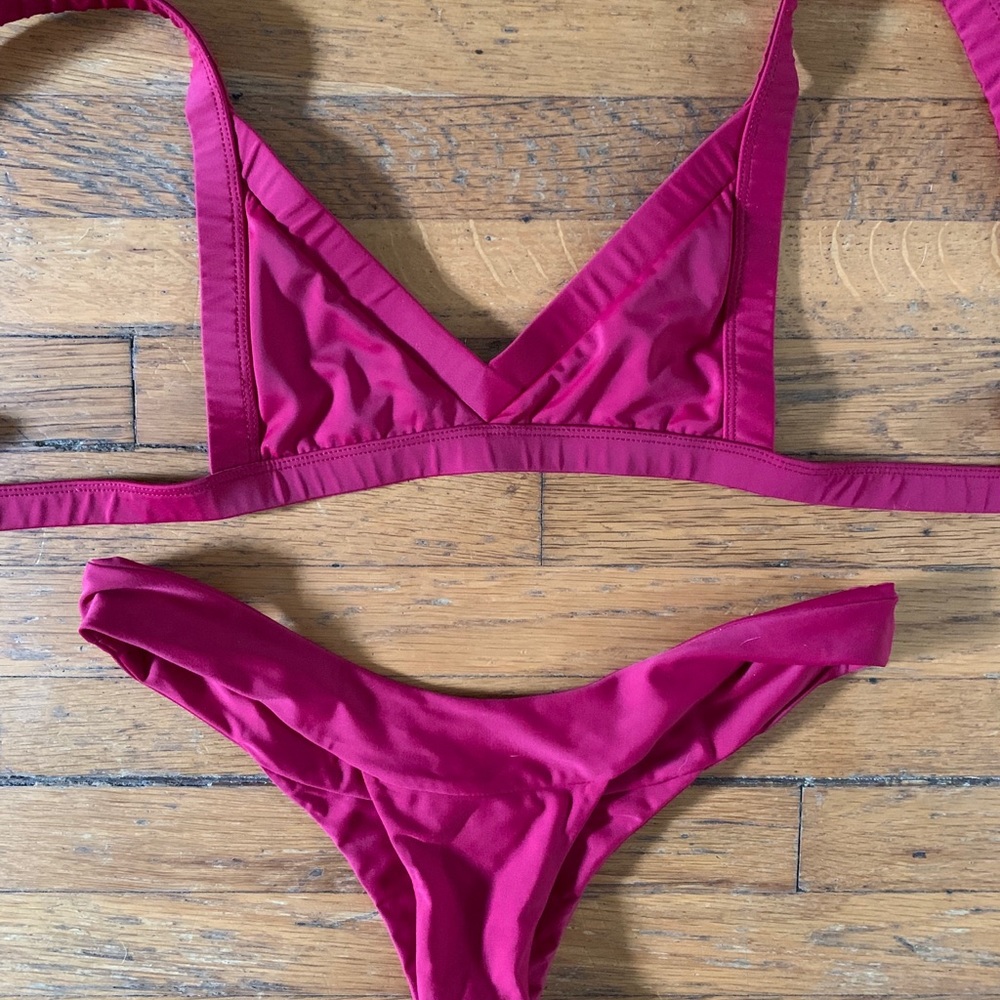 Fae swim, magenta, small top/med bottoms
